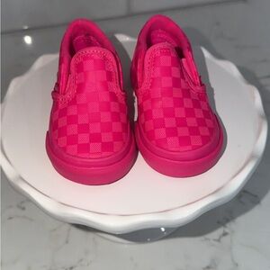 Vans Kids Pink Checkered Slip-On Shoes